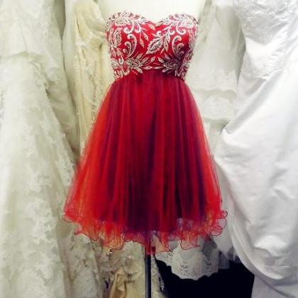 Short Tulle Homecoming Dresses Sweetheart Neck..