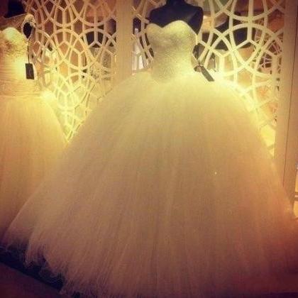 Ball Gown Tulle Wedding Dresses Sweetheart..