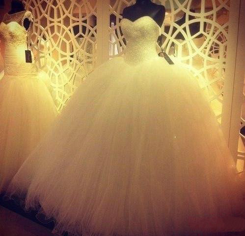 Ball Gown Tulle Wedding Dresses Sweetheart Crystals Women Bridal Gowns